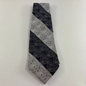 70's Grenada by Excello Navy Blue / Silver Men's Tie 4" x 55" Vintage
